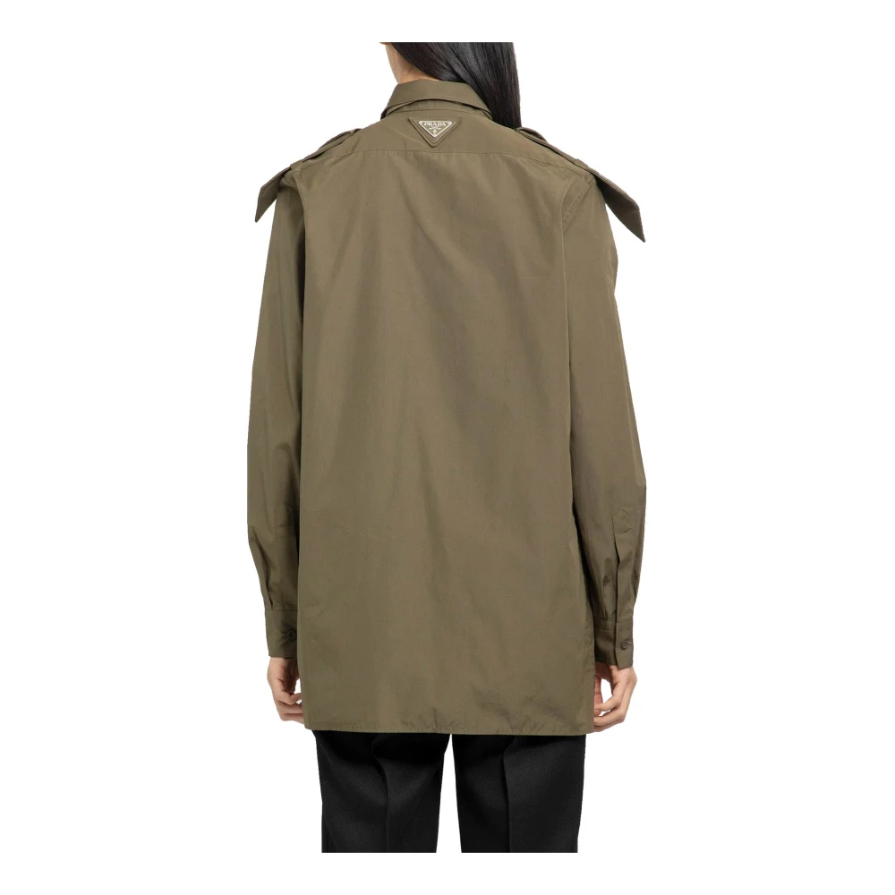 Prada Katoenen Shirt met Logodetail Green Dames