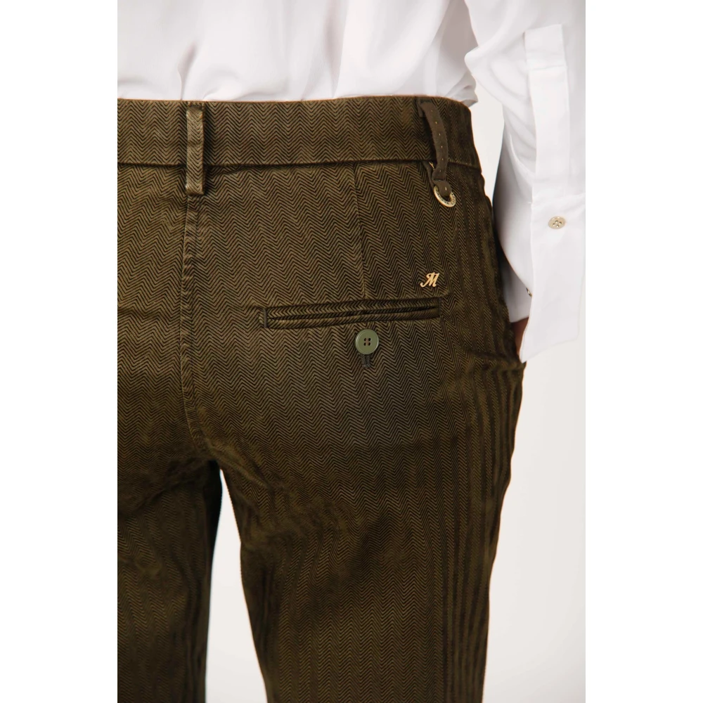 Mason's Slim-Fit Chino`s in Bosgroen Herringbone Brown Dames