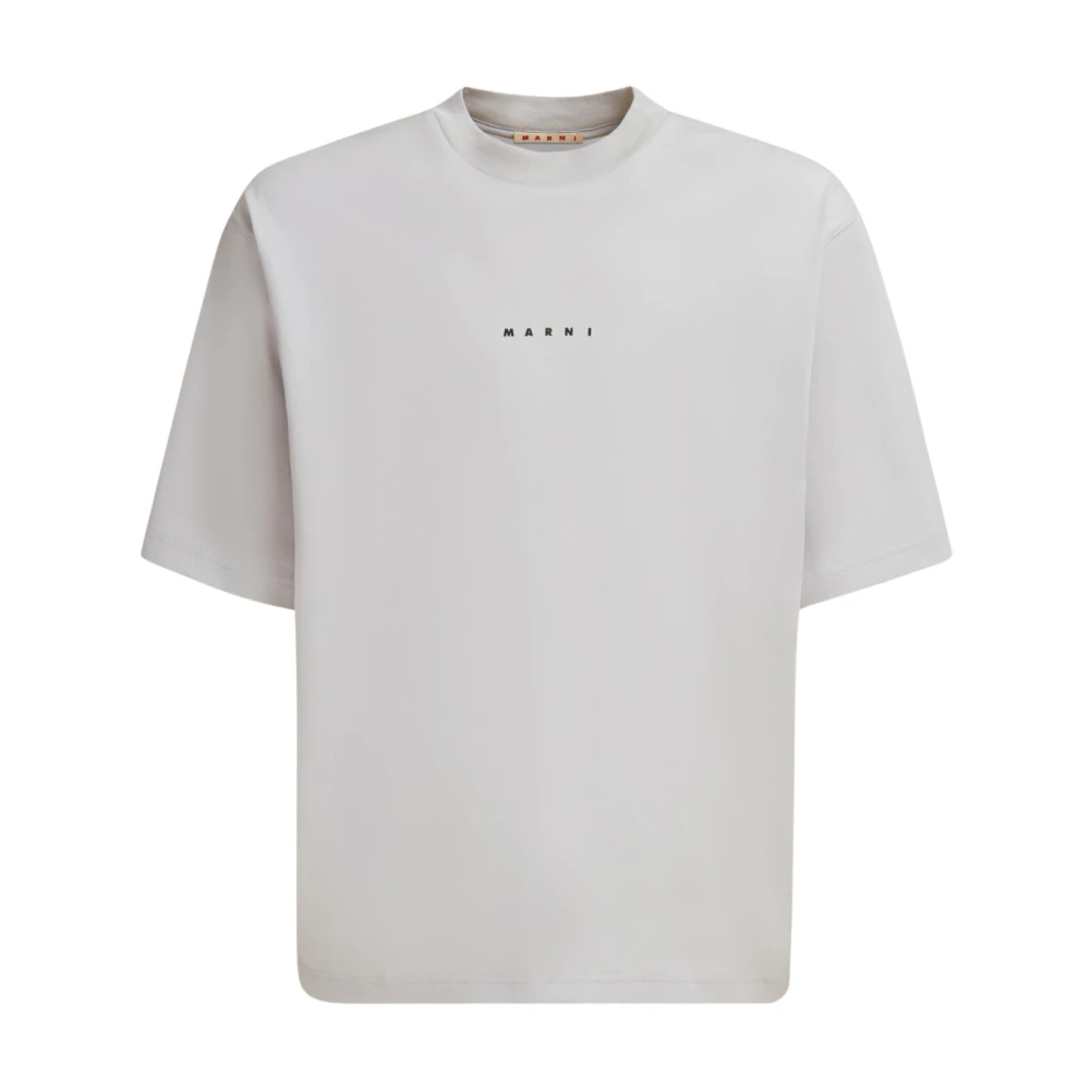 Marni Logo Katoenen Jersey T-Shirt Gray Heren