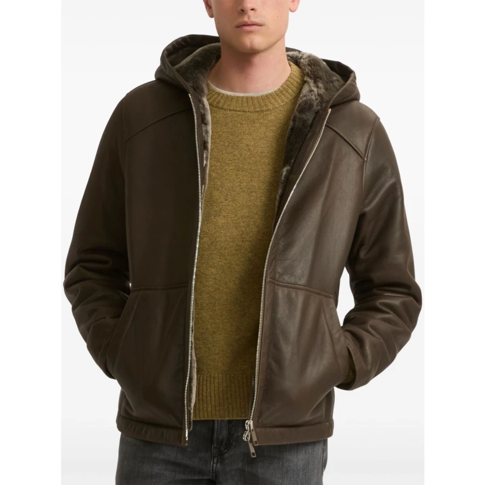 Yves Salomon Merino Silky Alpaca Wool Jacket Brown Heren