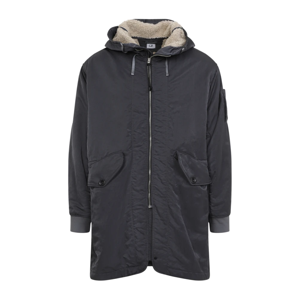 C.P. Company Zwart Zand Lange Nylon Jas Black Heren