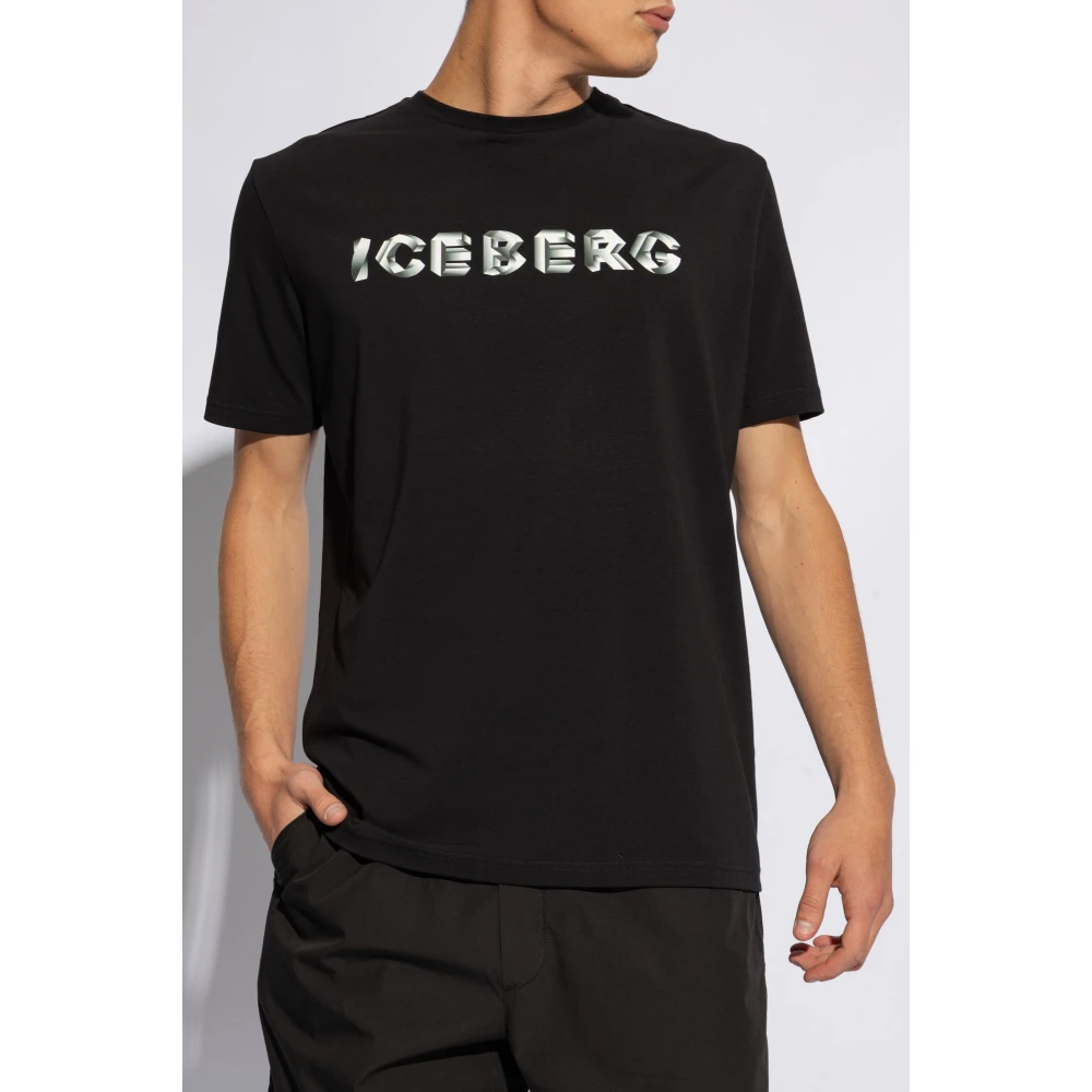 Iceberg T-shirt met logo Black Heren