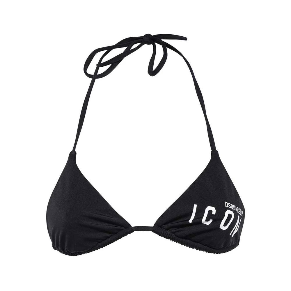 Dsquared2 Logo Print Triangel Bikini Top Black Dames