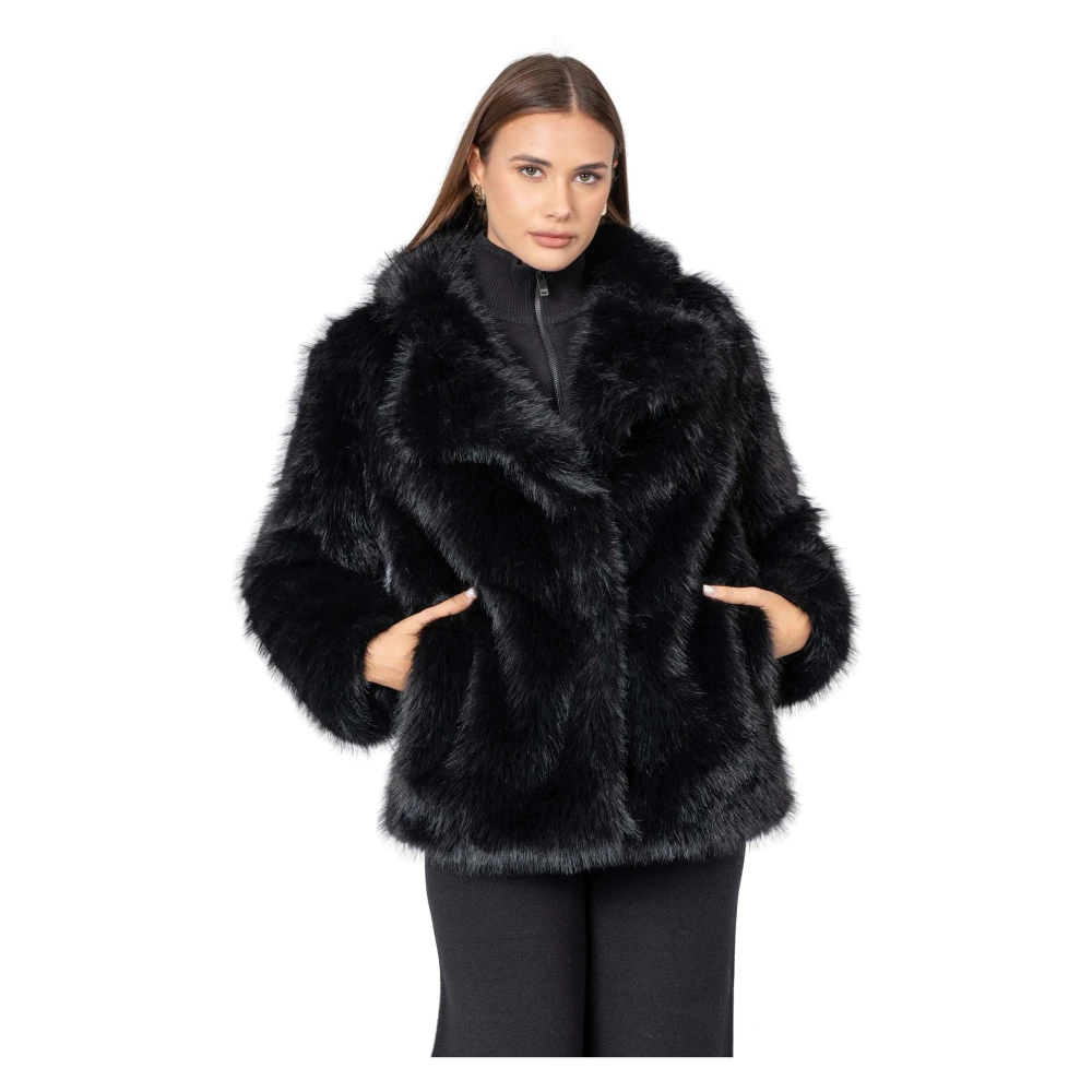 Kocca Femme Noir Vestes, Taille: 40 Fr Veste Chic En Fausse Fourrure