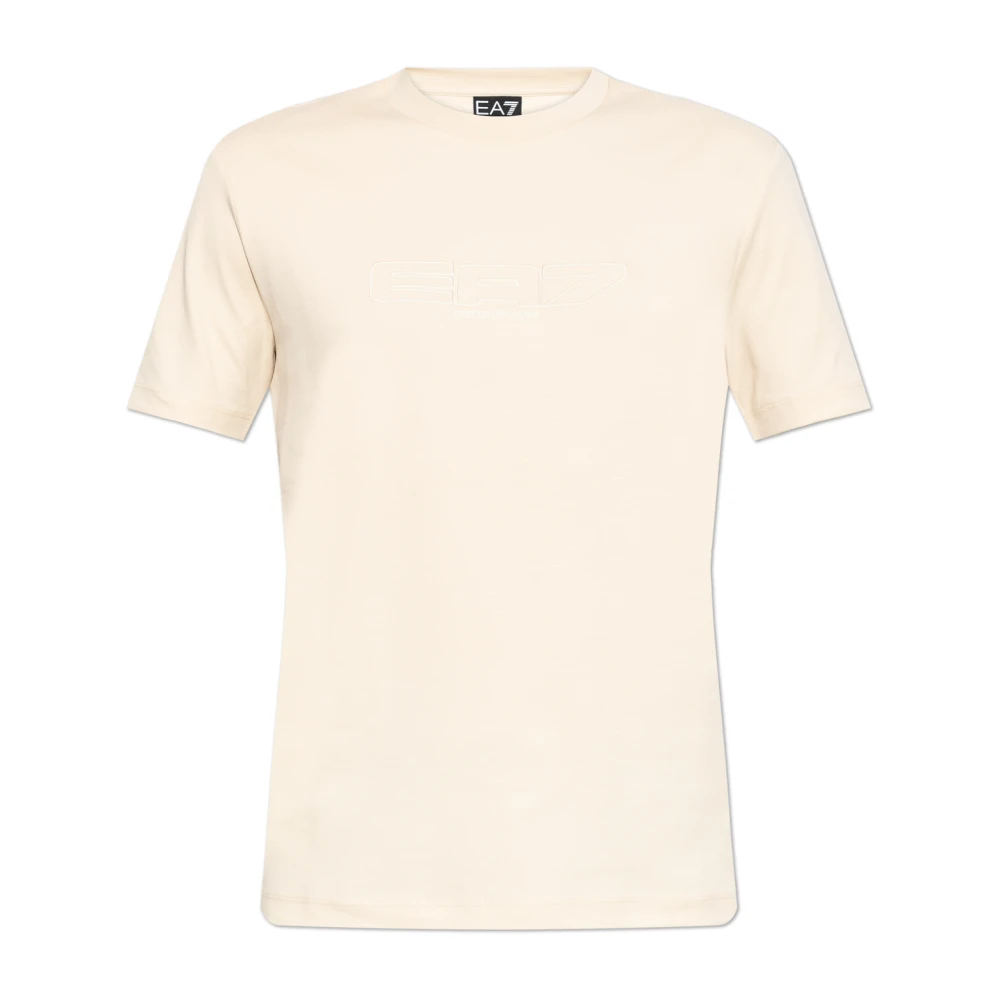 Emporio Armani Ea7 Beige Logo Series T-Shirt I Bomullsjersey