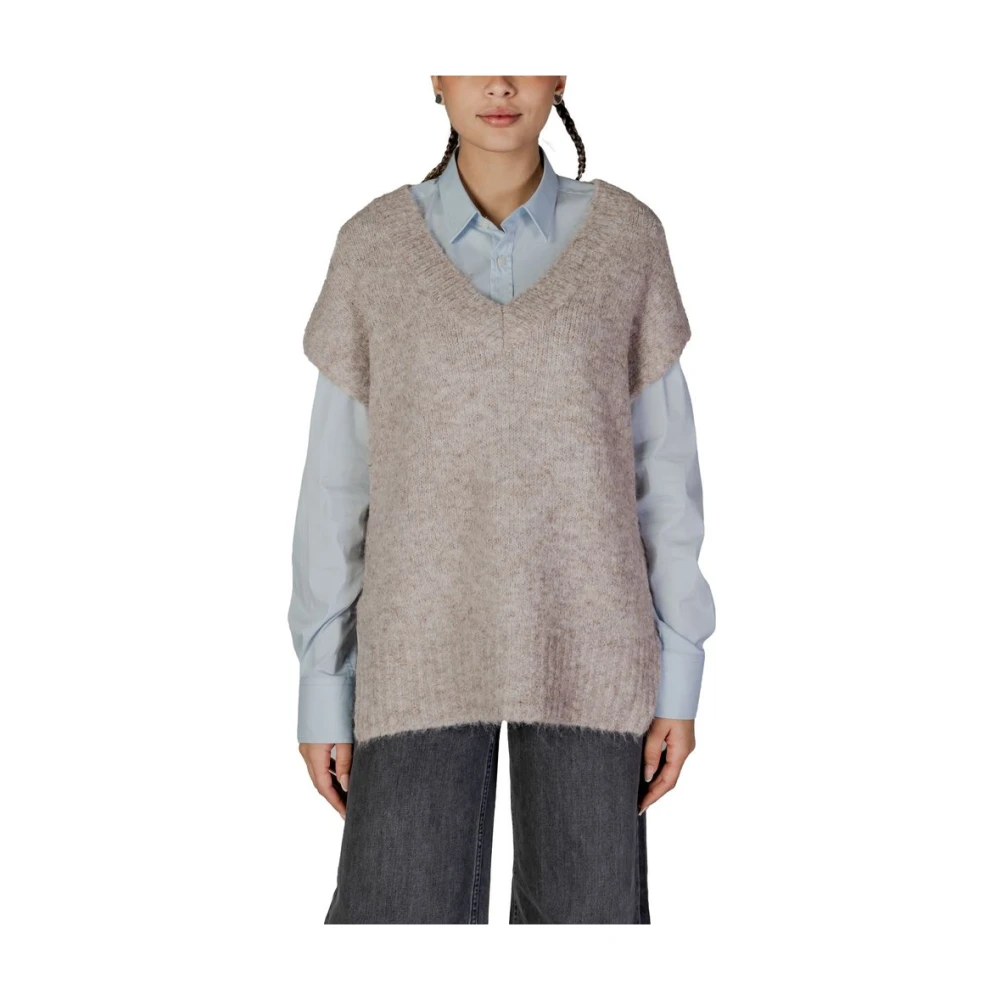 Vero Moda Beige Gerecycled Polyester Sweater Herfst Winter Beige Dames
