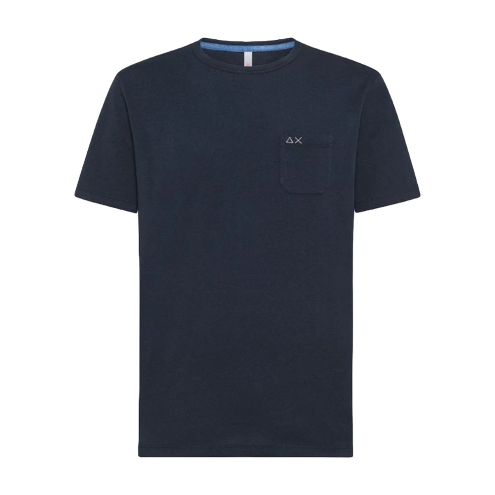 Sun68 Navy Blue Katoenen T-shirt Blue Heren