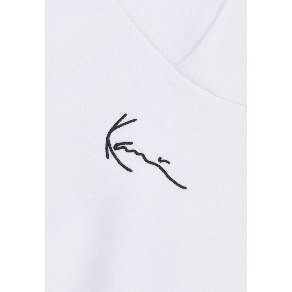 Karl Kani Witte Essential Hoodie met Verstelbare Capuchon en Voorzak White Heren