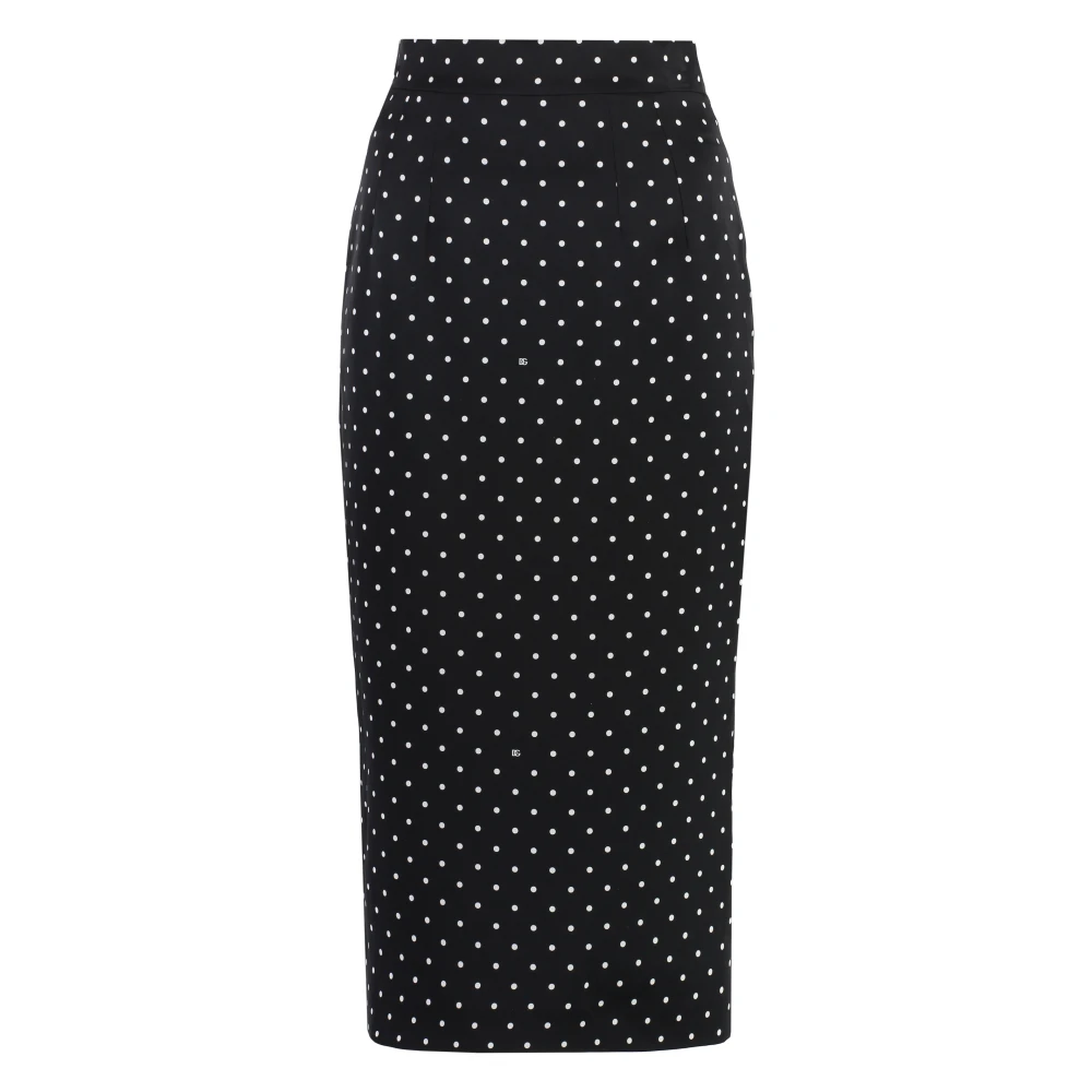 Dolce & Gabbana Polka-dot Zijden Pencil Rok Black Dames