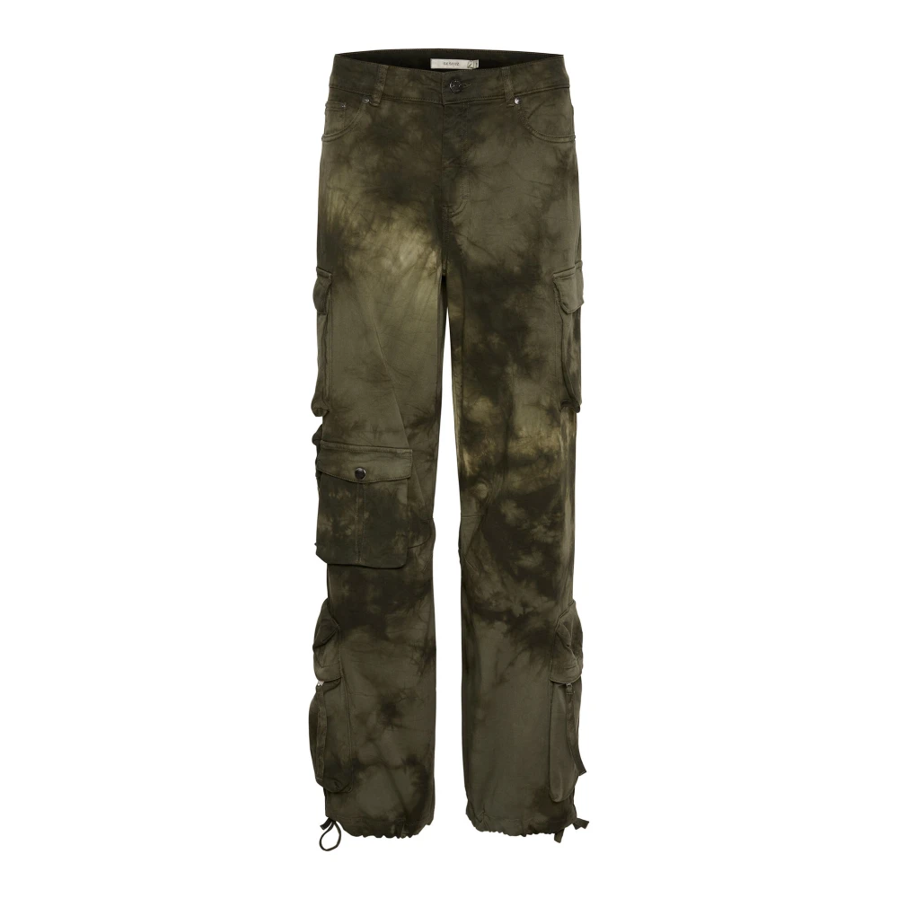 Gestuz Cargo Broek Groen Tie Dye Loose Fit Green Dames