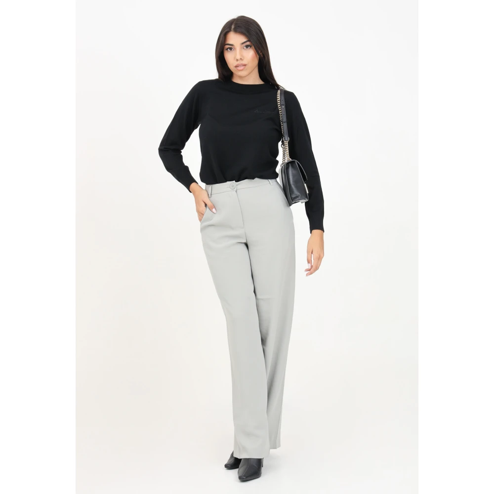 Armani Exchange Elegante modderbruine Palazzo-broek Gray Dames