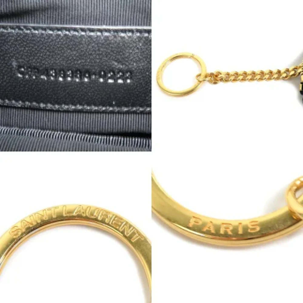 Yves Saint Laurent Vintage Pre-owned Coin Case Leder Zwart Black Dames