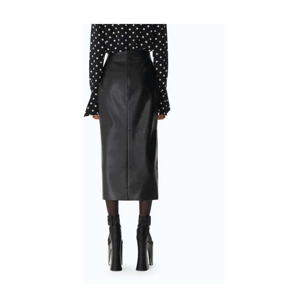 Nina Ricci Zwarte Leren Pencil Rok Black Dames