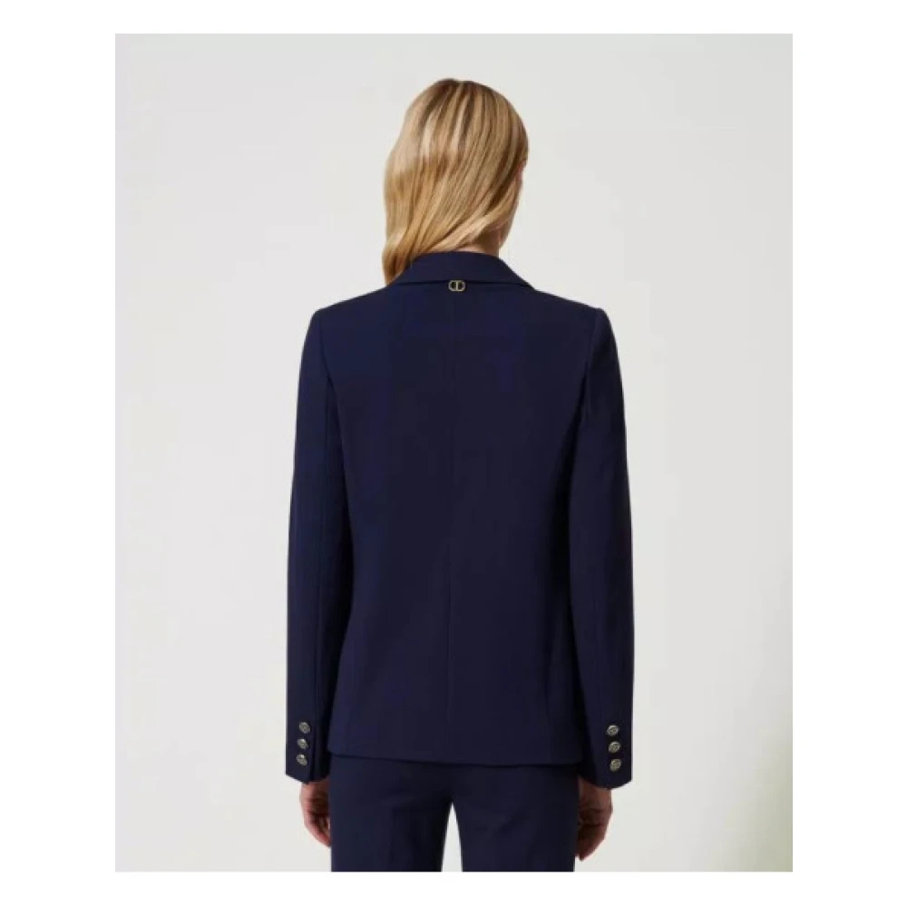 Twinset Elegant Blazer Vest met Revers Blue Dames