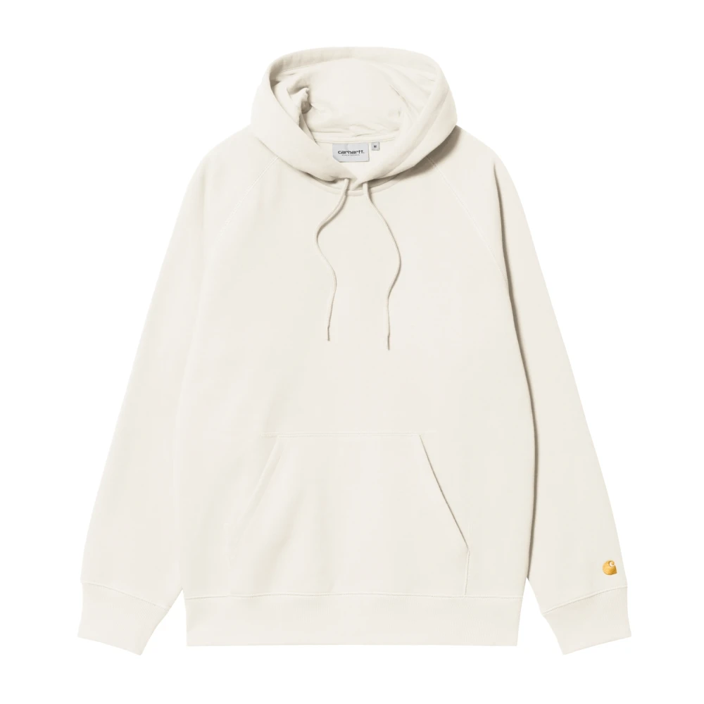 Carhartt WIP Katoenen Hooded Chase Sweatshirt met Zakken White Heren