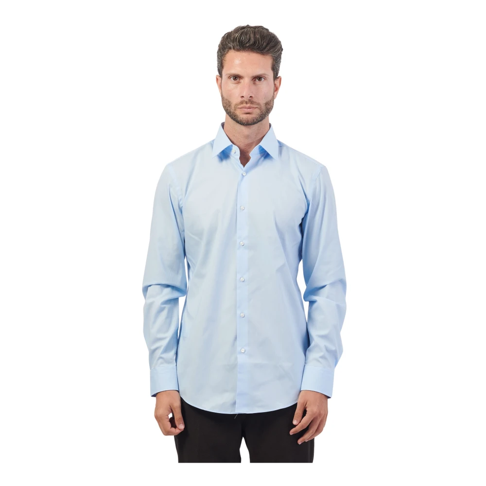 Boss Mannelijk Blauw Overhemden Heren, M, Katoen, Heldere E Slim Fit Overhemd