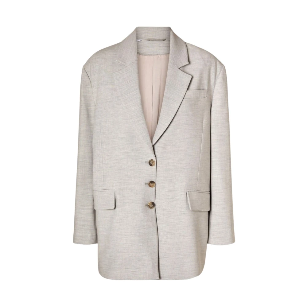 Selected Femme Oversized Jas met Kant Revers Beige Dames