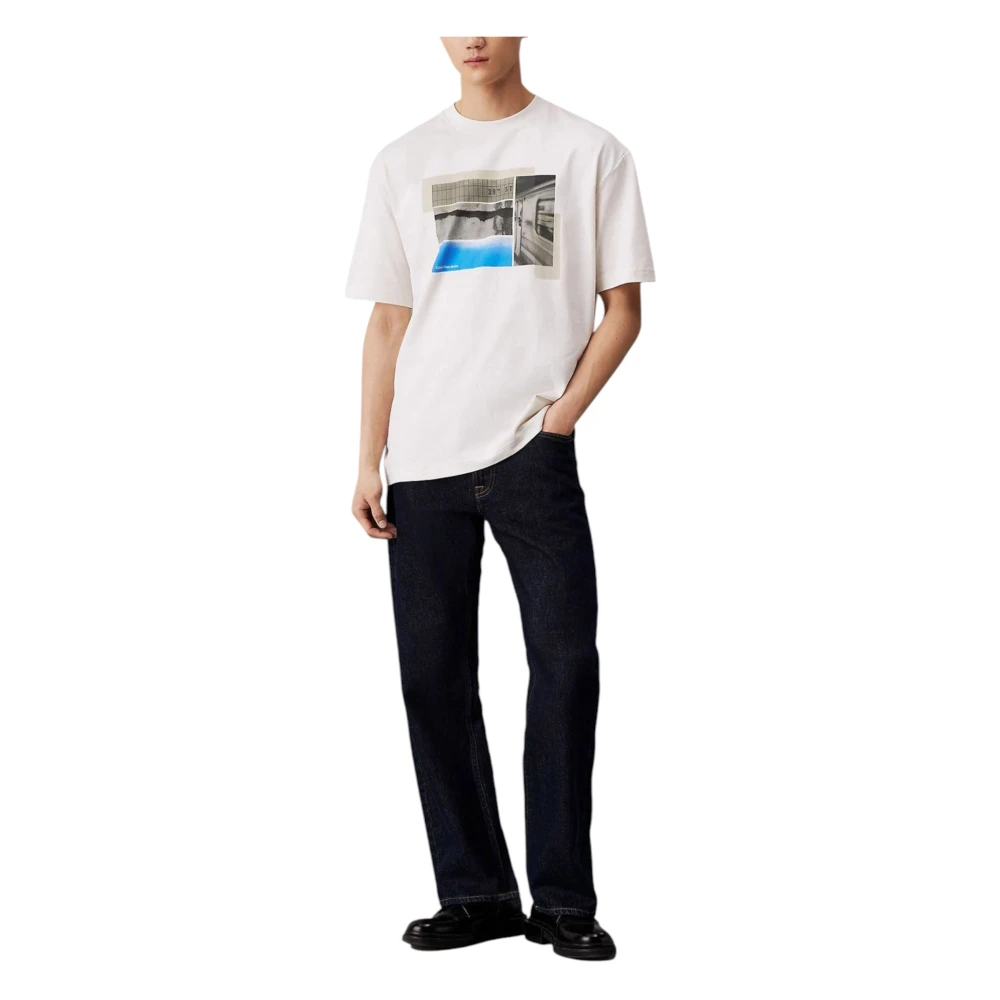 Calvin Klein Jeans Modern Print Wit T-Shirt White Heren
