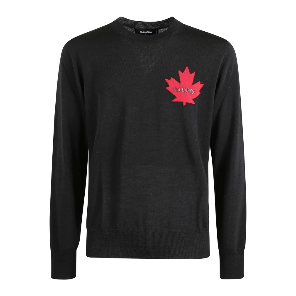 Dsquared2 Wollen Pullover Met Ronde Hals Black Heren