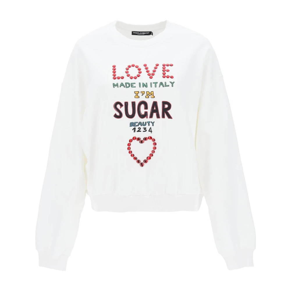 Dolce & Gabbana Oversized Sweatshirt med Bokstavstryck White, Dam