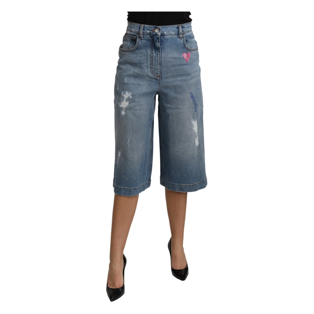Dolce & Gabbana Women's Blue Elegant Wide Leg Denim Trousers