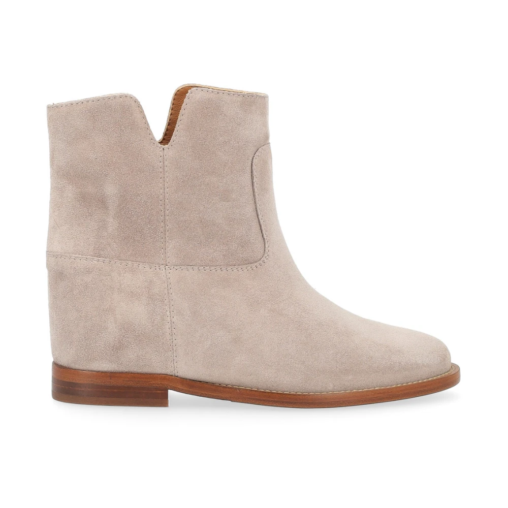 Via Roma 15 Velour Cocco Ankelboot Beige, Dam