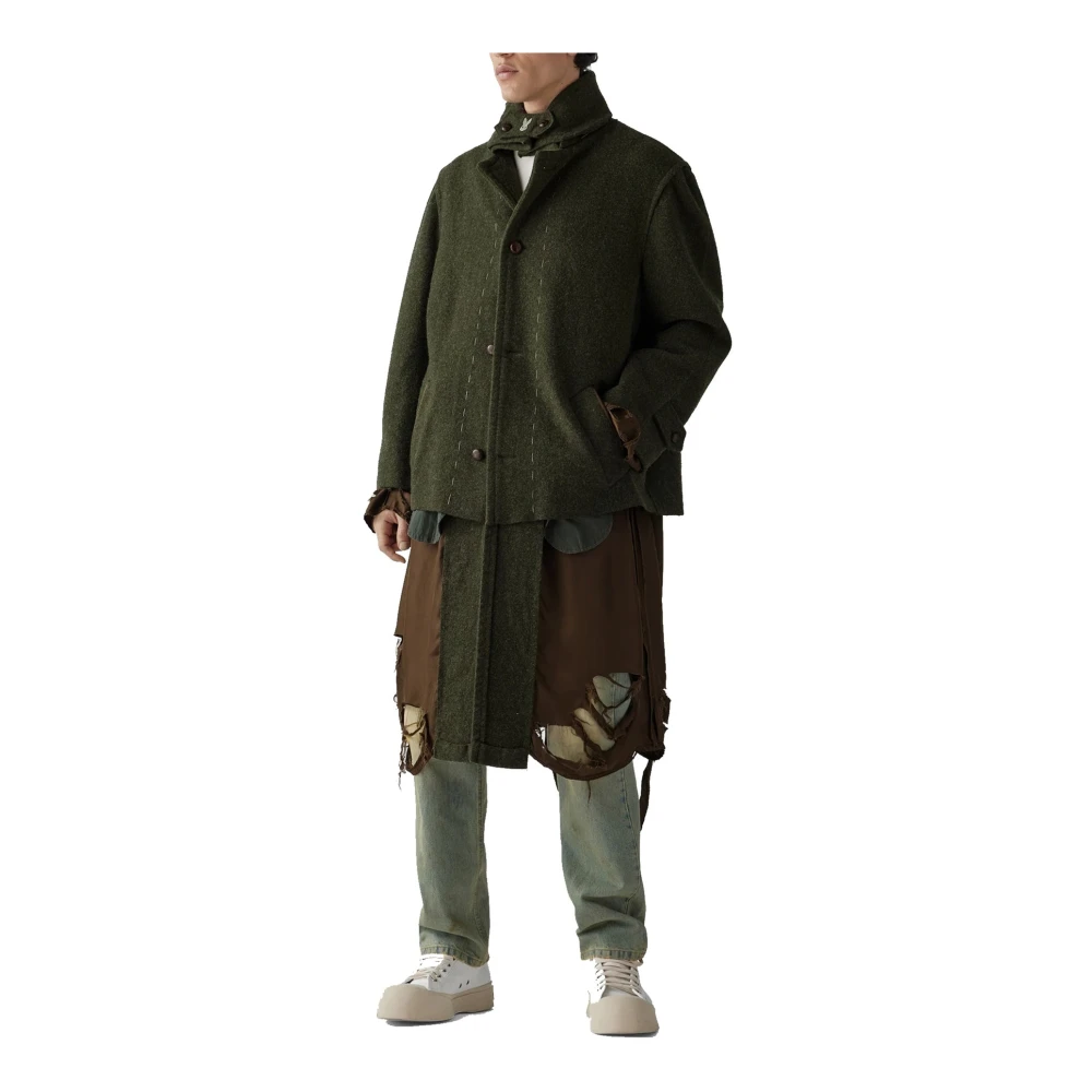 Maison Margiela Vernietigde-Look Jas Green Heren