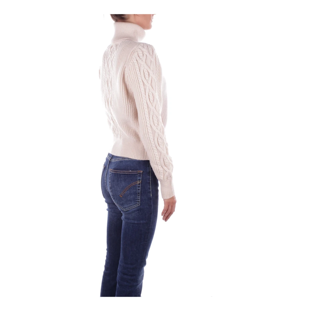 Elisabetta Franchi Trui met hoge hals en geborduurde details Beige Dames