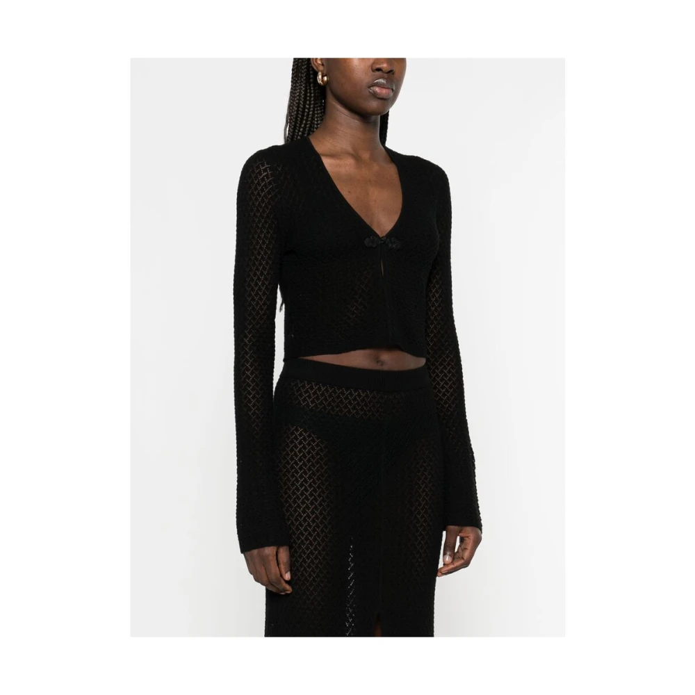 The Garment Zwarte V-hals trui met cut-out details Black Dames