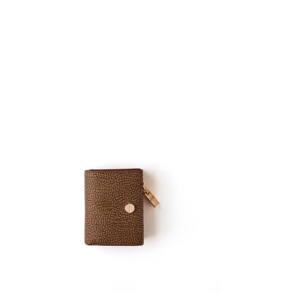Borbonese Compacte Bifold Portemonnee met Georganiseerde Ruimtes Brown Dames