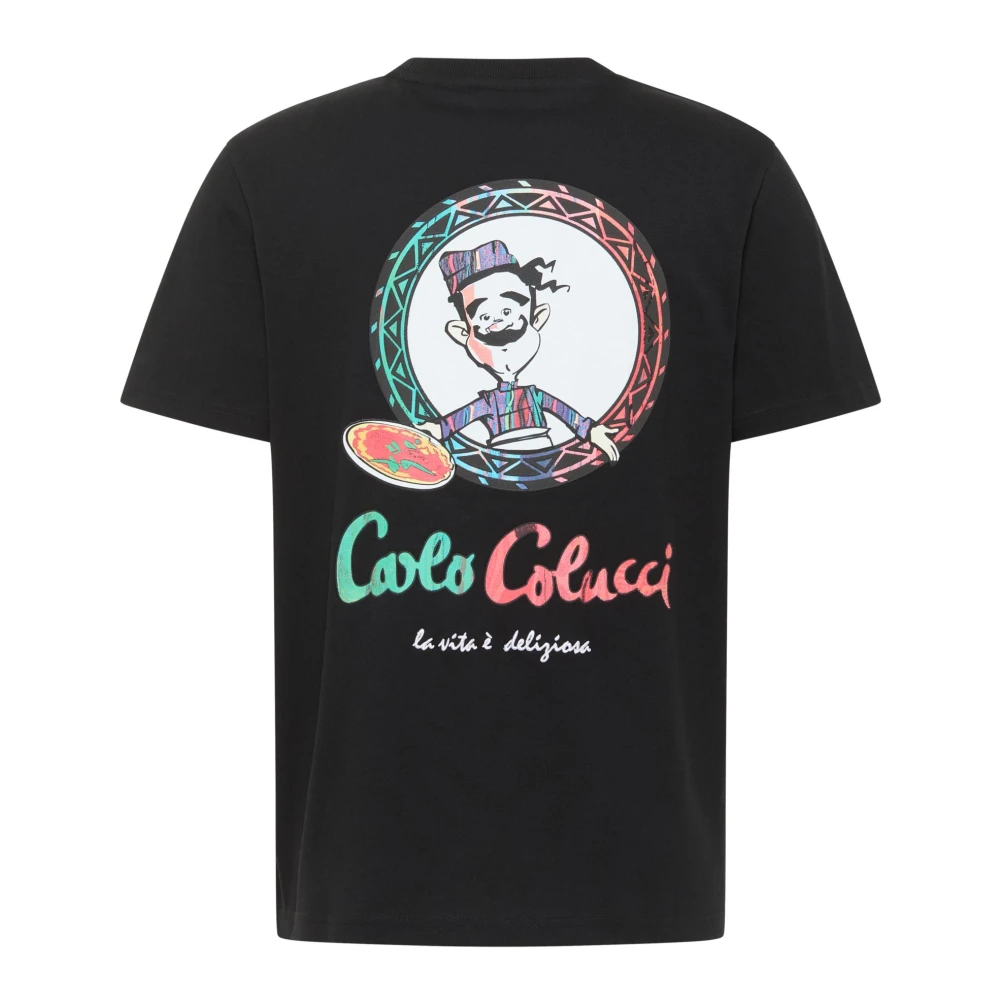 carlo colucci Pizza Bakker T-Shirt Black Heren