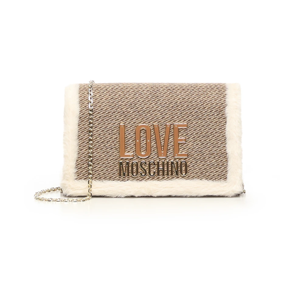 Love Moschino Women's Beige Wintery Faux Fur Crossbody Bag - Cross Body Bags - One Size - Bags