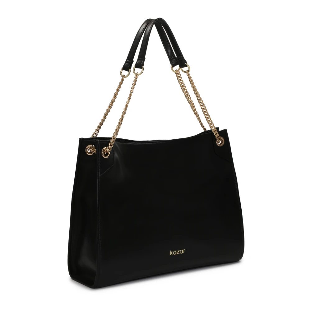 Kazar Grote eenvoudige handtas met schouderkettingen Black Dames