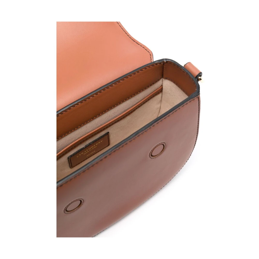 Strathberry Cognac Bruine Schoudertas met Overslag Brown Dames