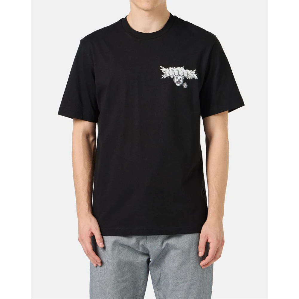 Iceberg Zwart katoenen jersey T-shirt met Splash en Bear logo print op het hart Black Heren