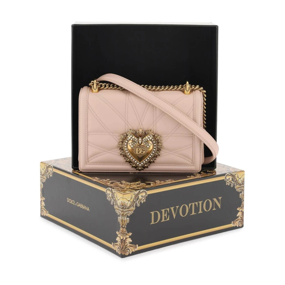 Dolce & Gabbana Gewatteerde Devotion Medium Tas met Metalen Hart Pink Dames