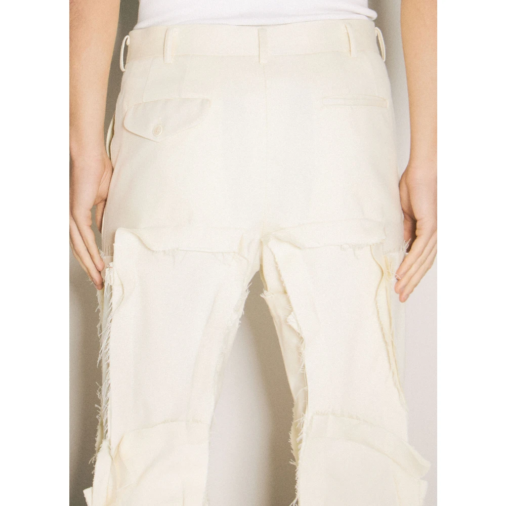 Comme des Garçons Gescheurde Paneel Wollen Broek Beige Heren