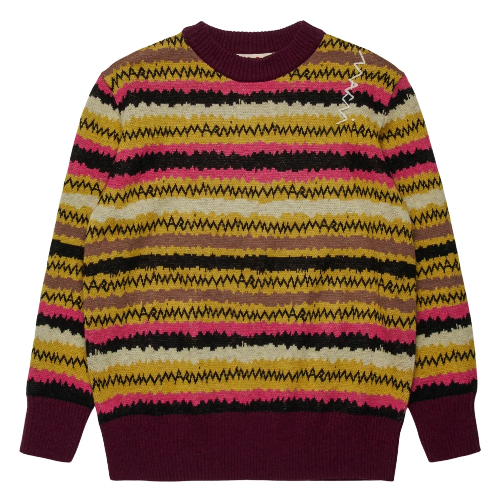 Marni Girls Multicolor Kids Knitwear, 8 Y, Striped Wool Knit Jumper