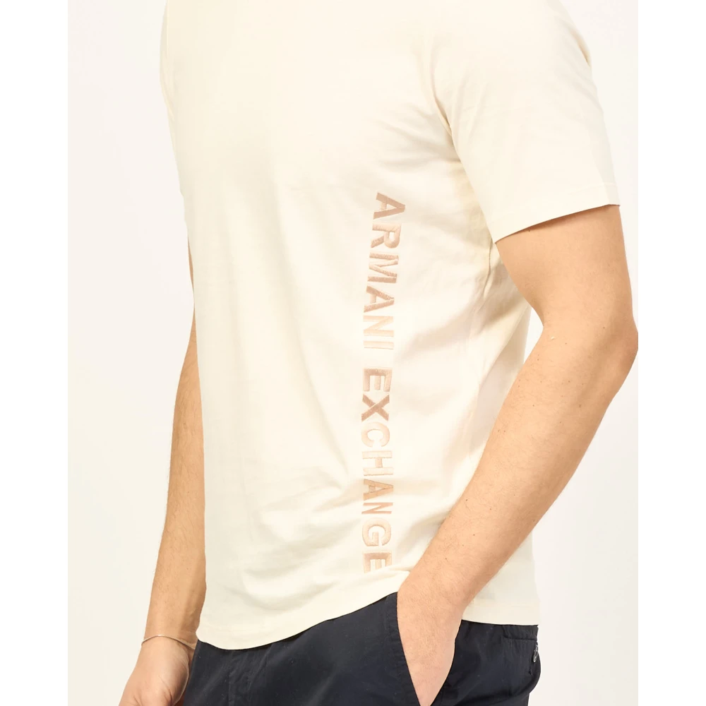 Armani Exchange Beige Organisch Katoen Ronde Hals T-shirt Beige Heren