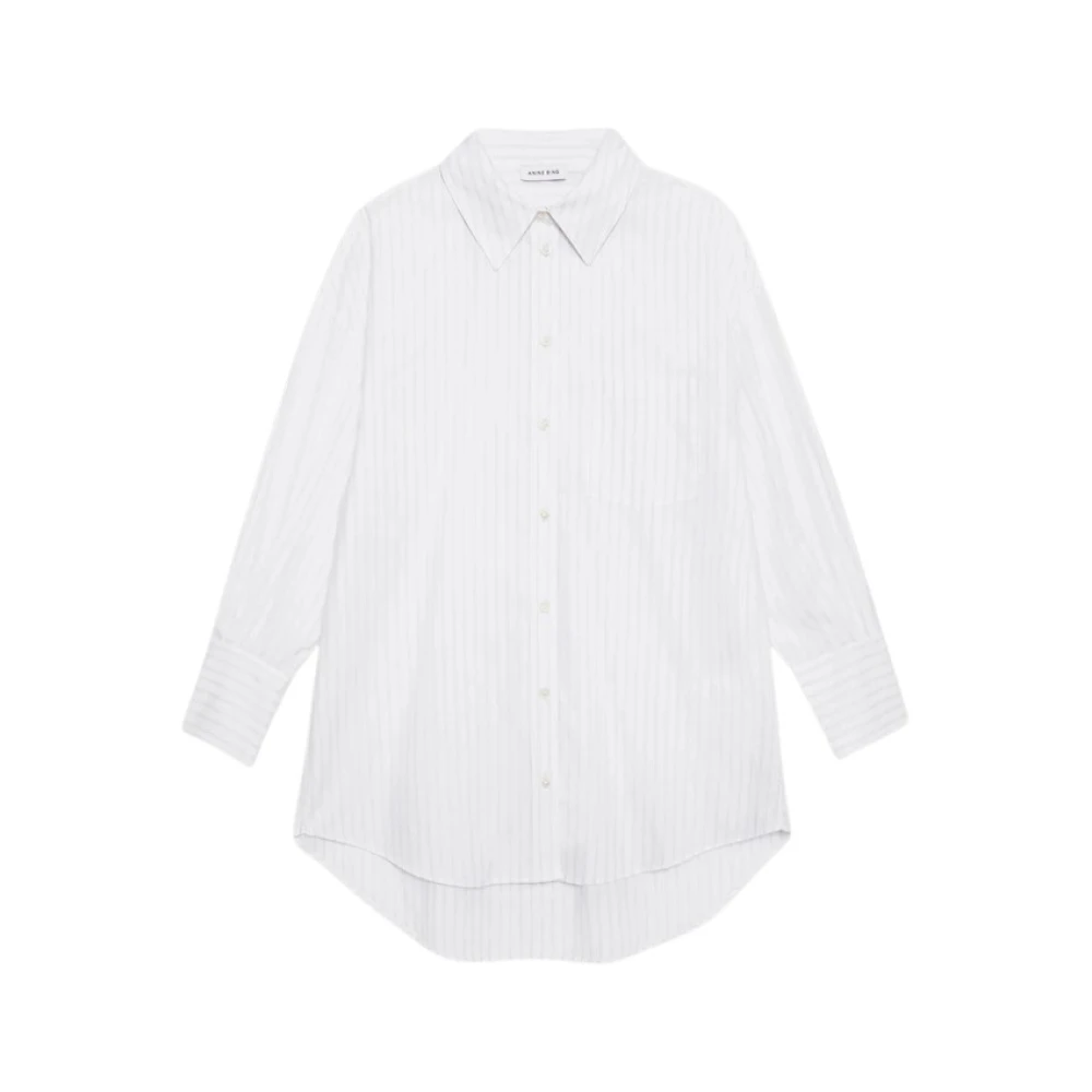 Anine Bing Gestreepte Shirt met Knoopsluiting White Dames
