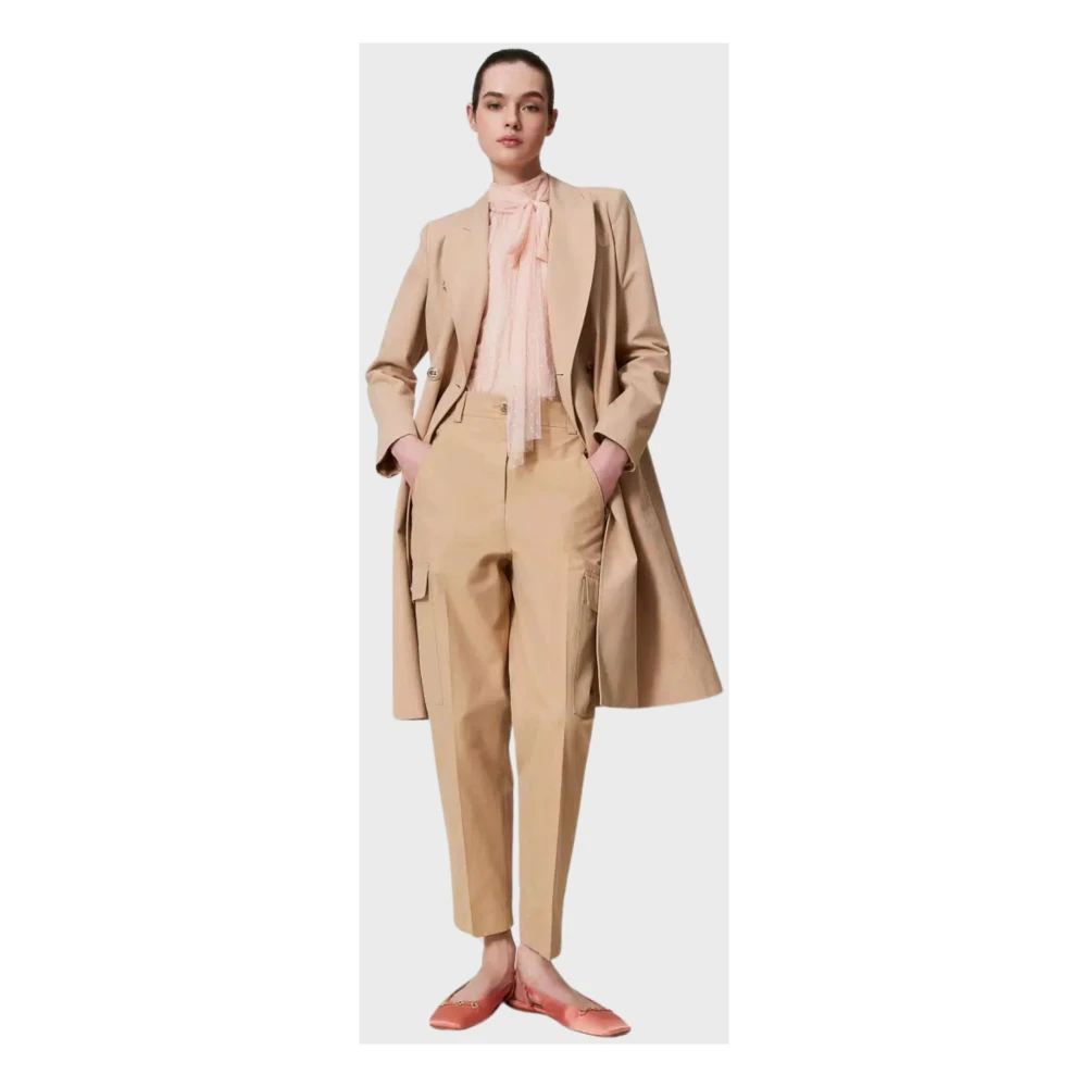 Twinset Cargo broek in katoenen keper Beige Dames