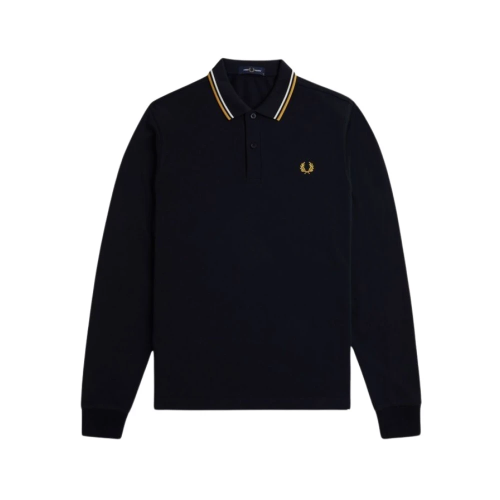 Fred Perry Lange mouw polo met gestreepte afwerking Blue Heren