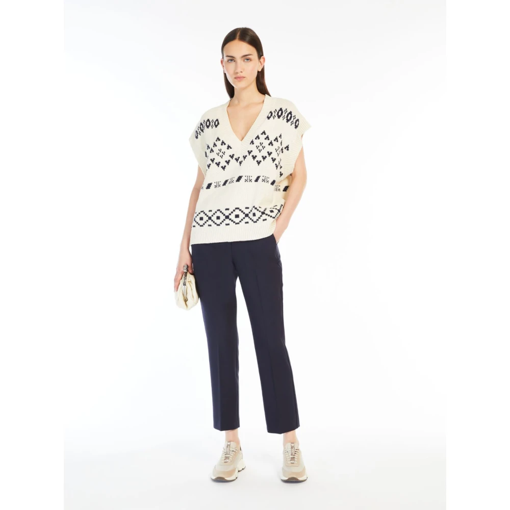 Max Mara Weekend Zwarte Oversized Katoenen Trui White Dames