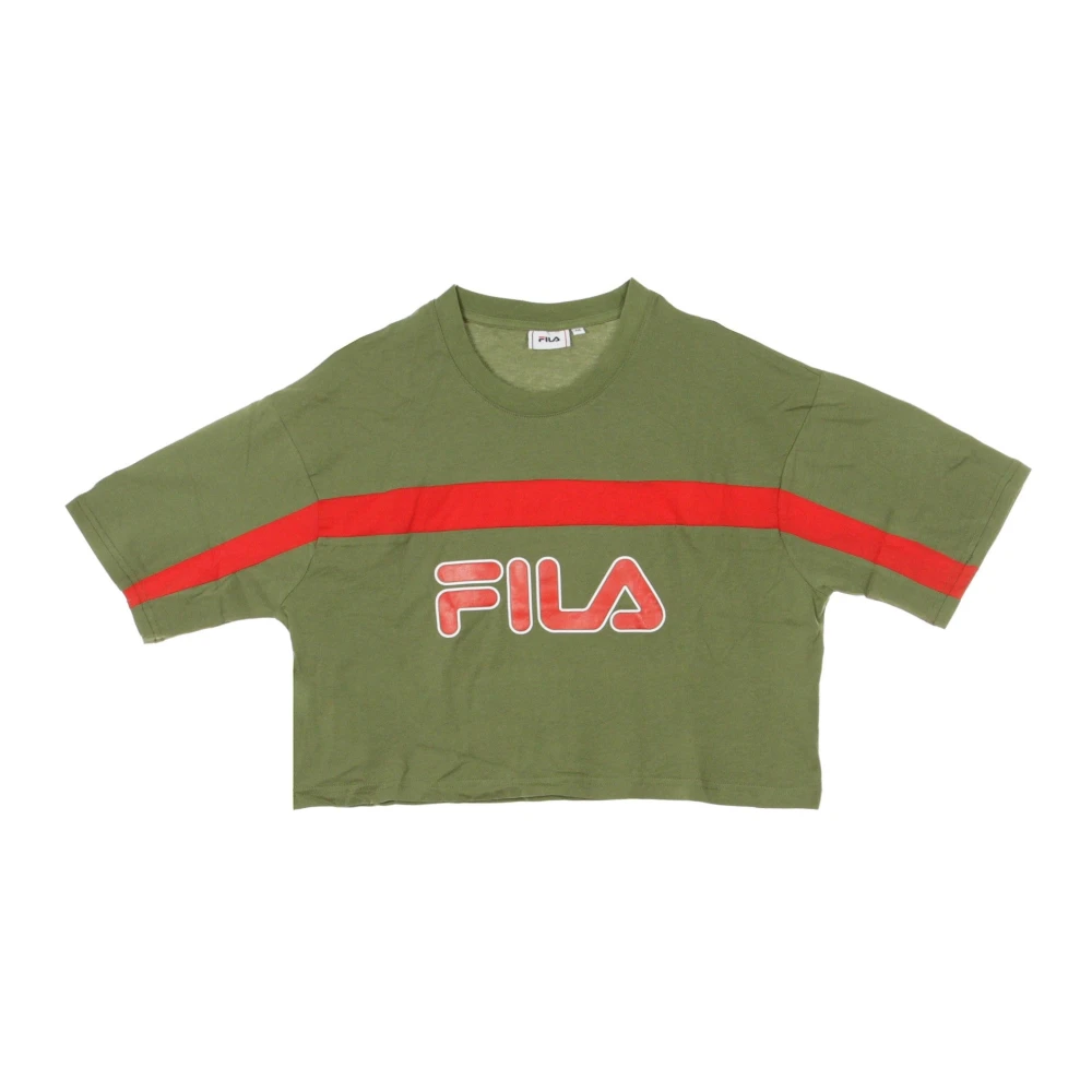 Fila Cropped T-shirt in diep lichen groen echt rood Green Dames