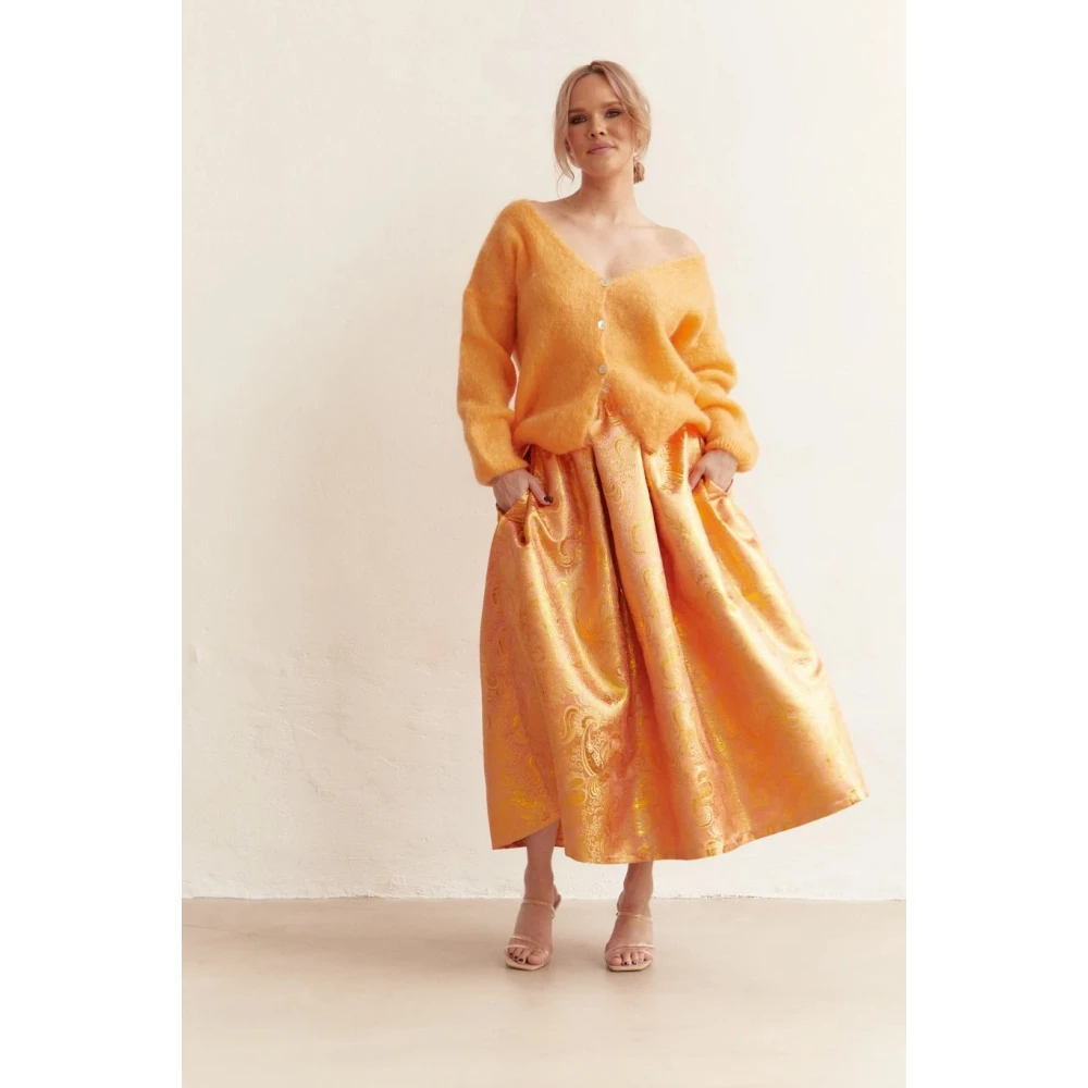 American Dreams Batik-geïnspireerde Mohair Cardigan Orange Dames