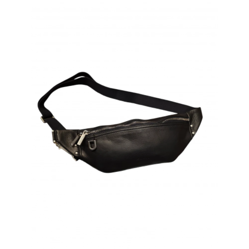 Rick Owens Rugzakken Sac banane small Geo Bumbag noir cuir lisse Rick O in zwart