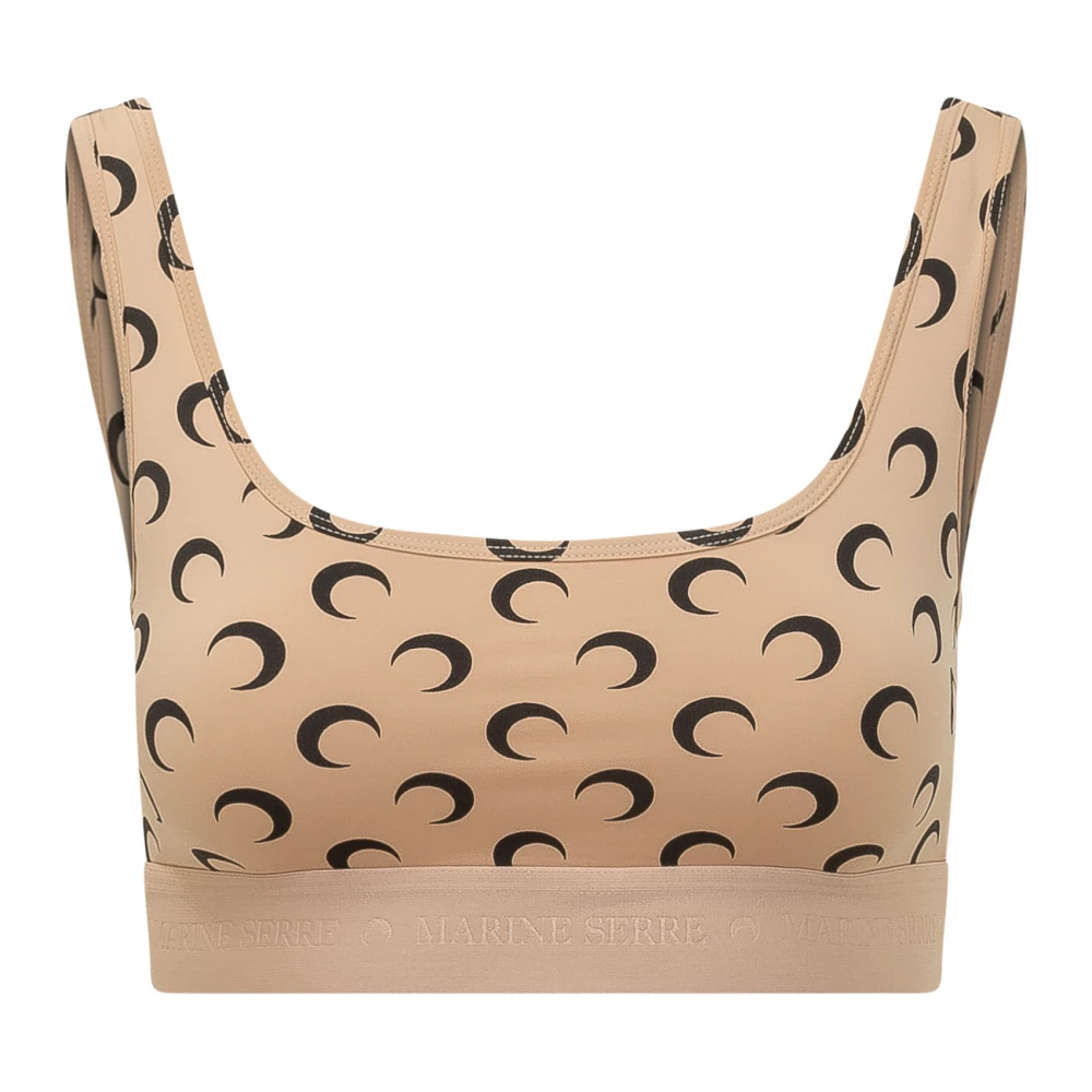 Marine Serre Women's Beige Sports Bras, Xs, Moon Printed Jersey Sports Bra