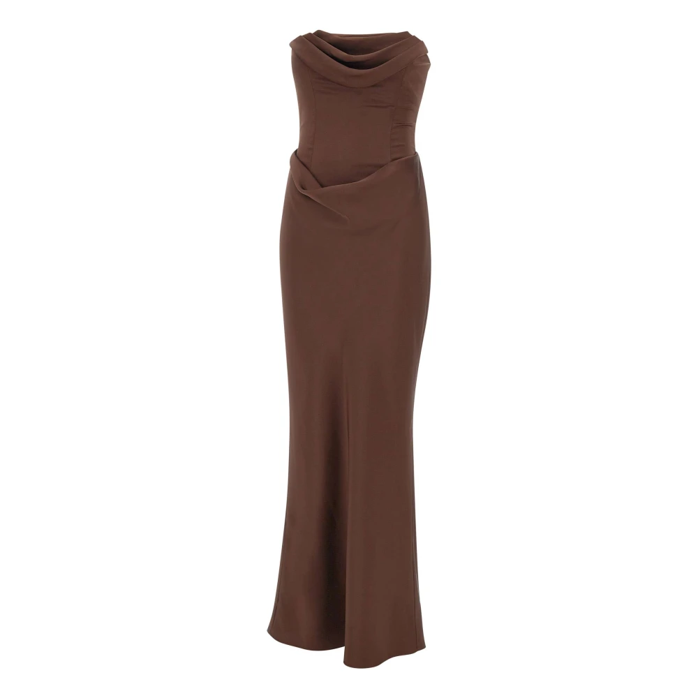 Rotate Birger Christensen , Gowns, Female, Brown, M, Corsage Long Dress
