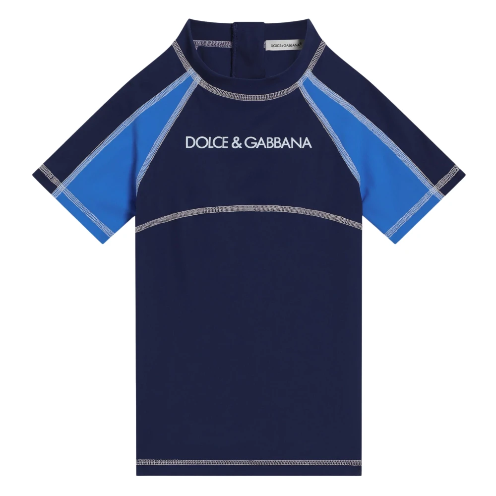 Dolce & Gabbana Men's Blue Logo Swim Top