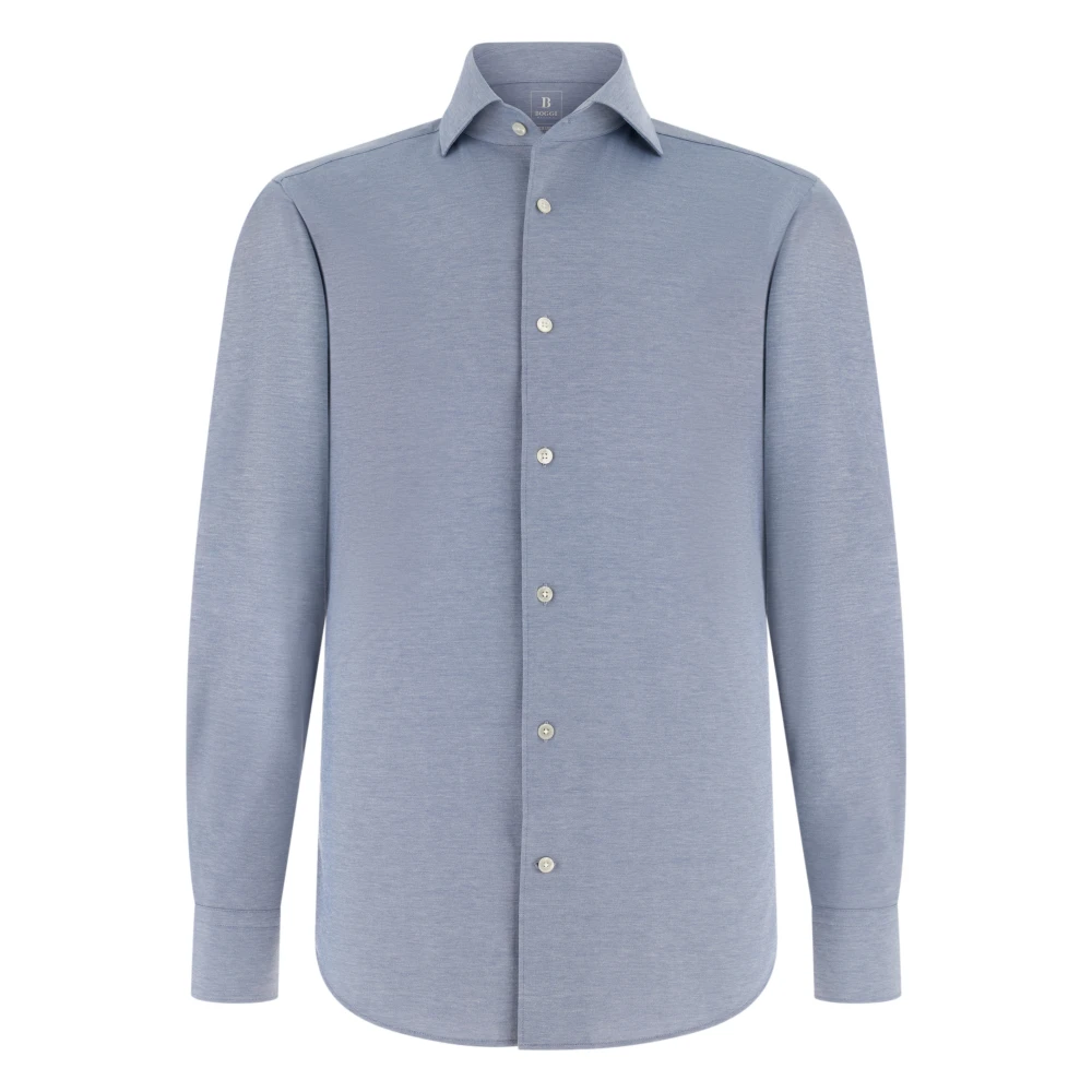 Boggi Milano Mannelijk Blauw Overhemden Heren, 2XL, Katoen, Japanese Jersey New York Collar Polo